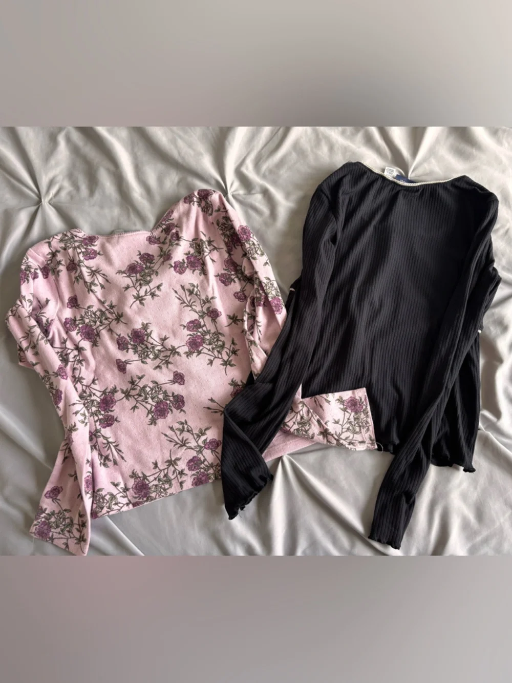The Children’s Place Girls Long Sleeve Tee Shirt Bundle of 2 Black and Purple 14